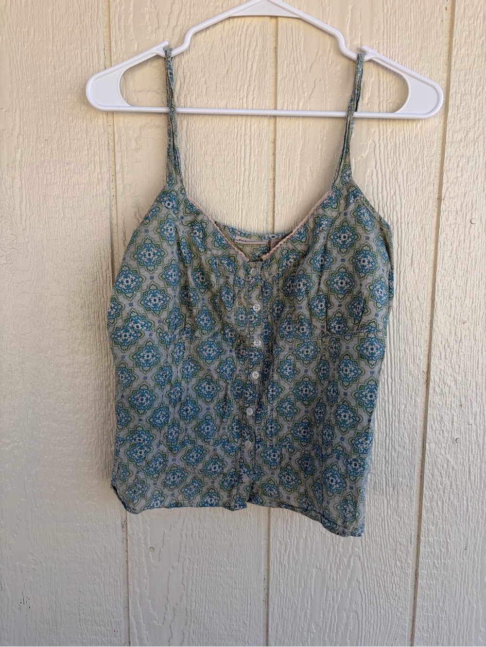 Blue Green Printed Spaghetti Strap Tank Top Women’s Size L